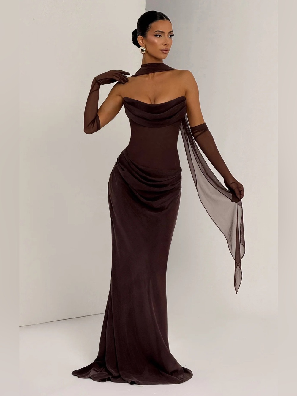 New BabyBoo LIORA MAXI DRESS PLUM BROWN Size Small - Picture 9 of 16